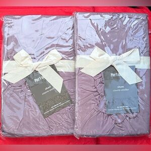 Pier 1 Plum Ruched Pillow KING Shams - Set of 2